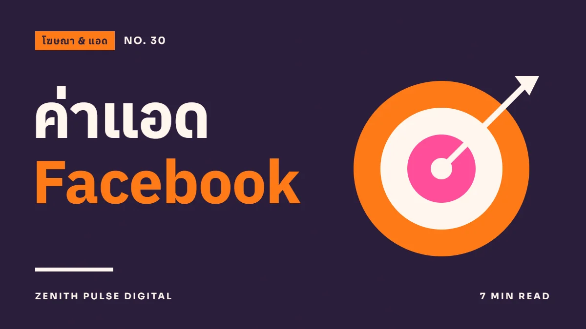 ภาพปกบทความ “ค่าแอด Facebook” ดีไซน์กราฟิกเรียบพร้อมเป้าวงกลม